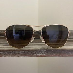 Maui Jim CLIFF HOUSE Polarized Aviator Sunglasses Gold/ Bronze